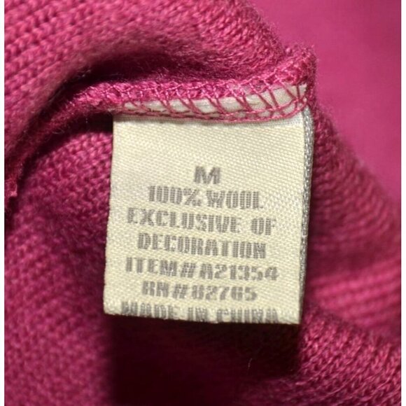 Appleseed's Ladies M Plum Purple 100% Wool Sweater Jacket Button Up Warm Career - Picture 10 of 11